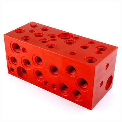 কাস্টম হাইড্রোলিক ম্যানিফোল্ডস সিএনসি মেশিনিং অ্যানোডাইজড সোলিনয়েড ভালভ ম্যানিফোল্ড